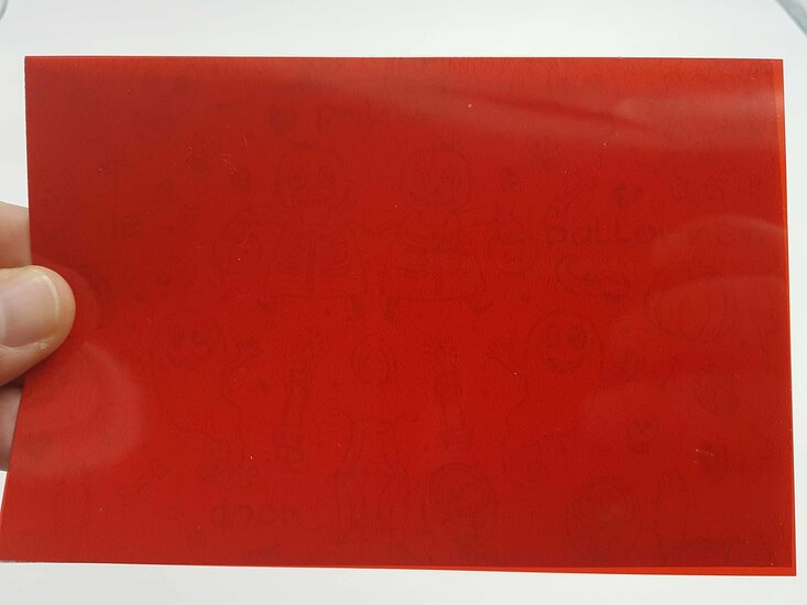 Rood folie en kriebelfoto (incl.verzendkosten)