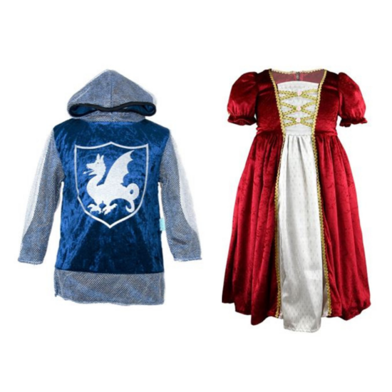 Ridderpakjes en prinsessenjurkjes te huur voor een kinderfeestje voor thuis. De Bolderboks. themaverhuurkist.