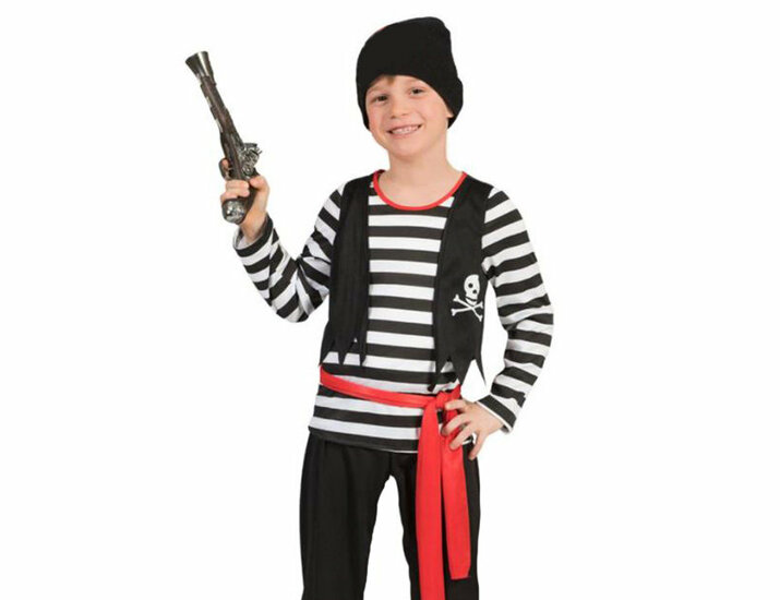 Verkleedkleding piraat om te huren voor een kinderfeestje voor thuis. Piraatjes op het piratenfeestje.