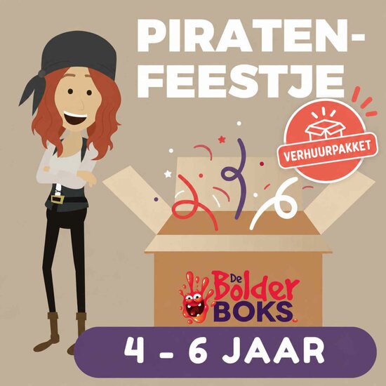 Themaverhuurkist Piratenfeestje voor thuis. De schat van kapitein Berend. 